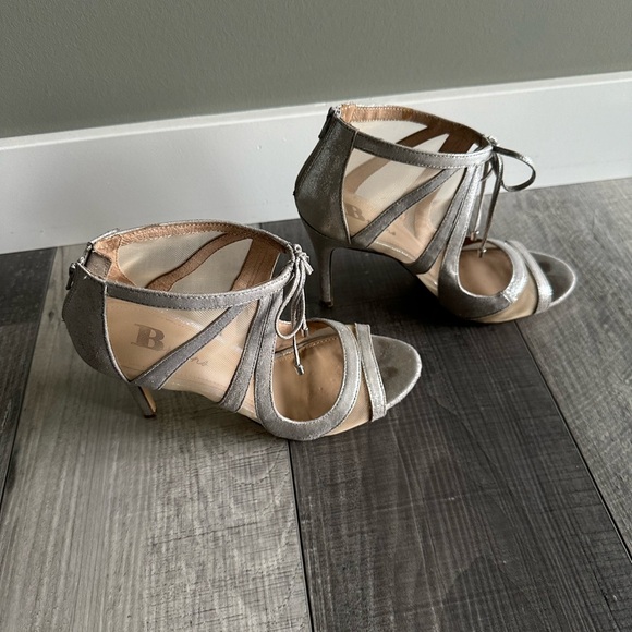 Browns Size 6 Open Toe Booties. Silver with nude mesh. - Picture 4 of 4